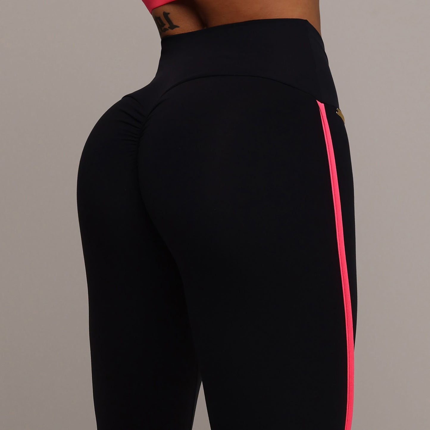 Legging de Compresión Brasileño Scrunch Negro y Pink (5 Estrellas)