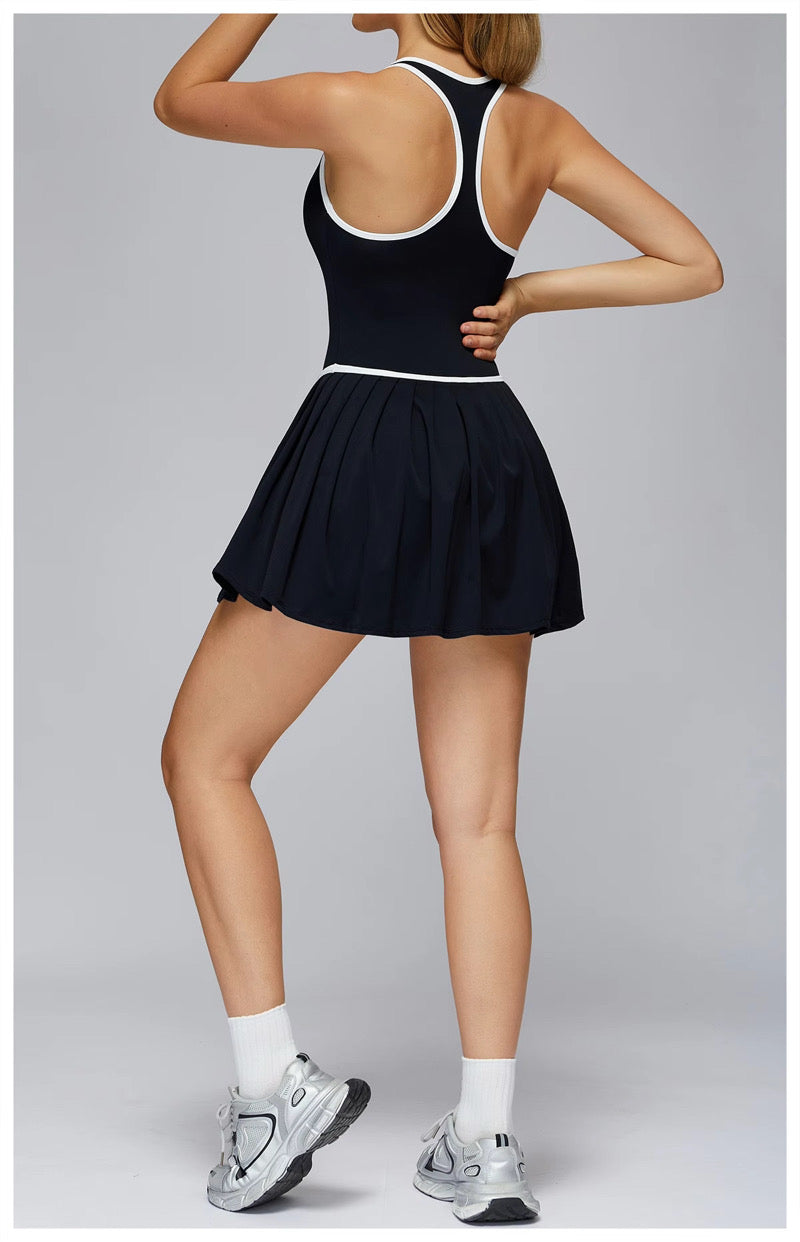 Pickleball Traje con Pantalón Negro y Blanco