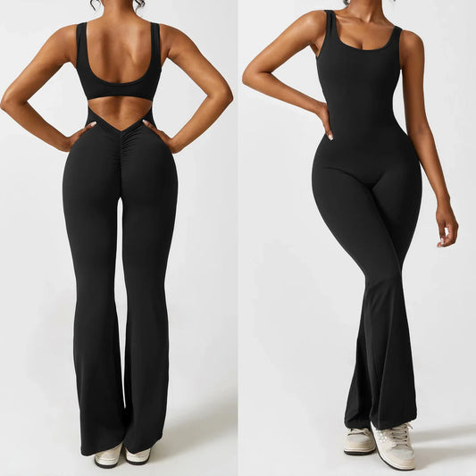 Viral V Flared Jumpsuit Negro