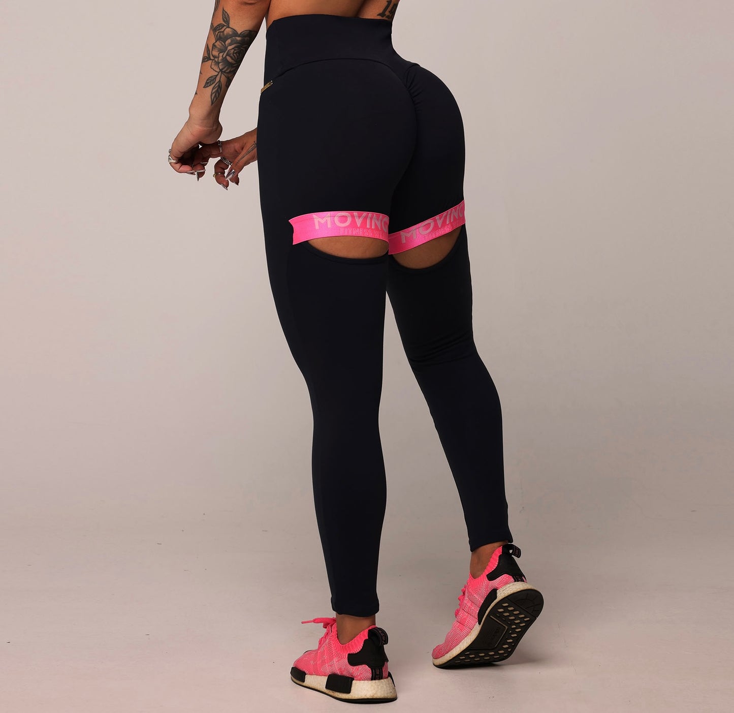 Legging de Compresión Brasileño Scrunch Negro y Pink Push Up (5 Estrellas)