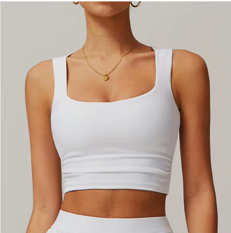 Legging de Compresión Azul Royal Brasileño Scrunch (5 Estrellas) & Crop Top Blanco