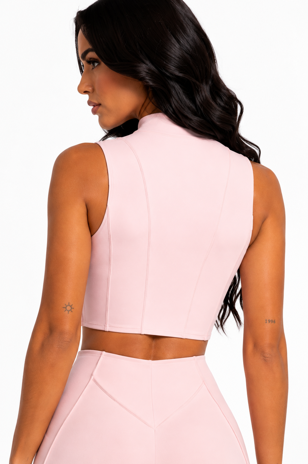 Trending Moto Mami Legging & Top con Zipper Rosa Claro