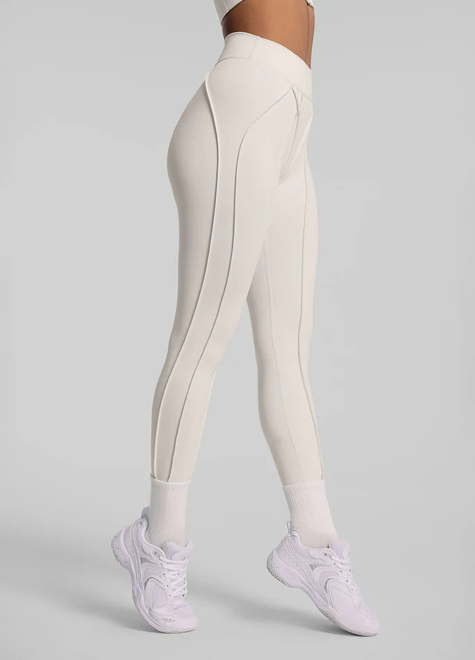 Trending Moto Mami Legging & Top con Zipper Beige