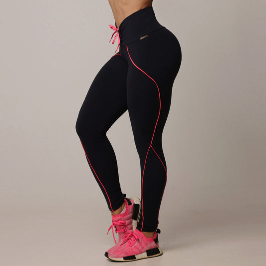 Legging de Compresión Negro y Rosa Brasileño Scrunch (5 Estrellas)