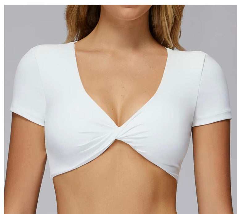 Legging de Compresión Negro & Blanco Brasileño Scrunch (5 Estrellas) & Crop Top Blanco