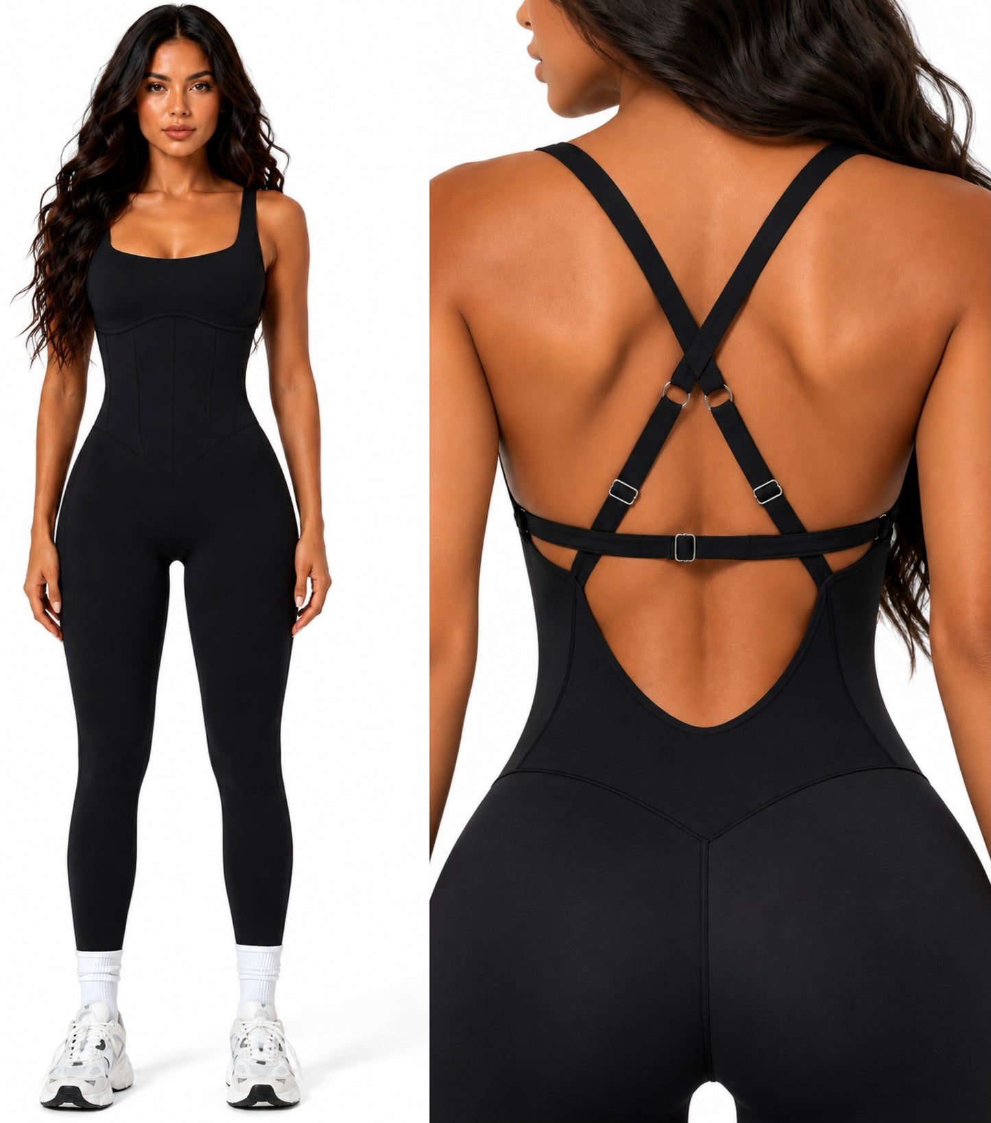 Charlotte Enterizo Negro con Tiras Ajustables