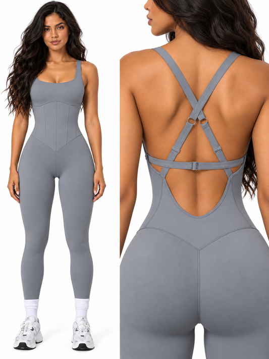 Charlotte Enterizo Gris con Tiras Ajustables
