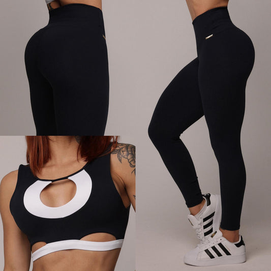 Legging de Compresión Negro Brasileño (5 Estrellas) & Crop Top