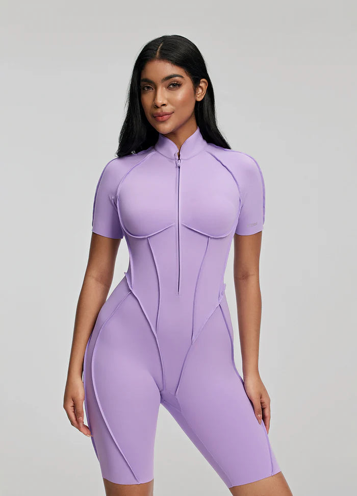 Sculpted Biker Romper Lilac