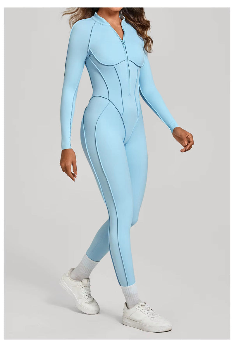 Moto Mami Enterizo Azul Claro Manga Larga con Zipper