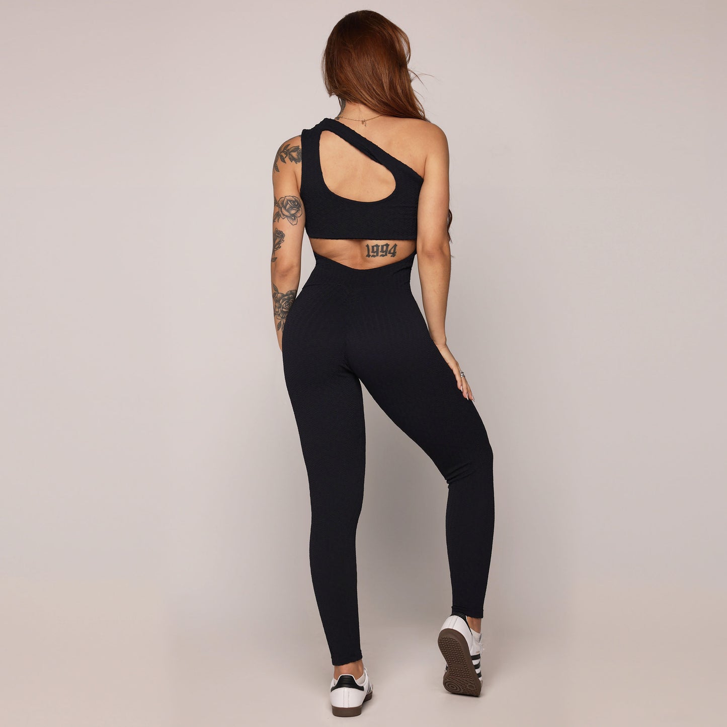 Jacquard Enterizo Negro  Brasileño Scrunch One Shoulder