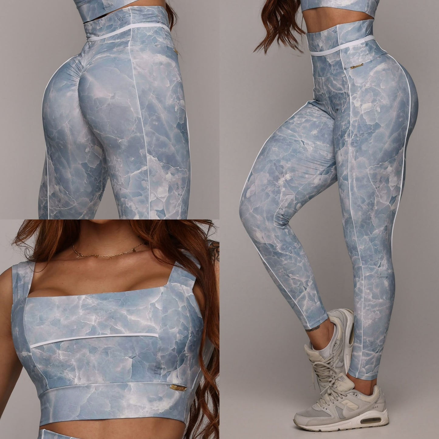 Crystal Blue Legging Brasileño Scrunch & Crop Top