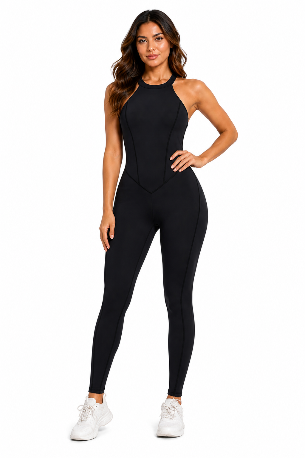 V Back Enterizo Scrunch Negro