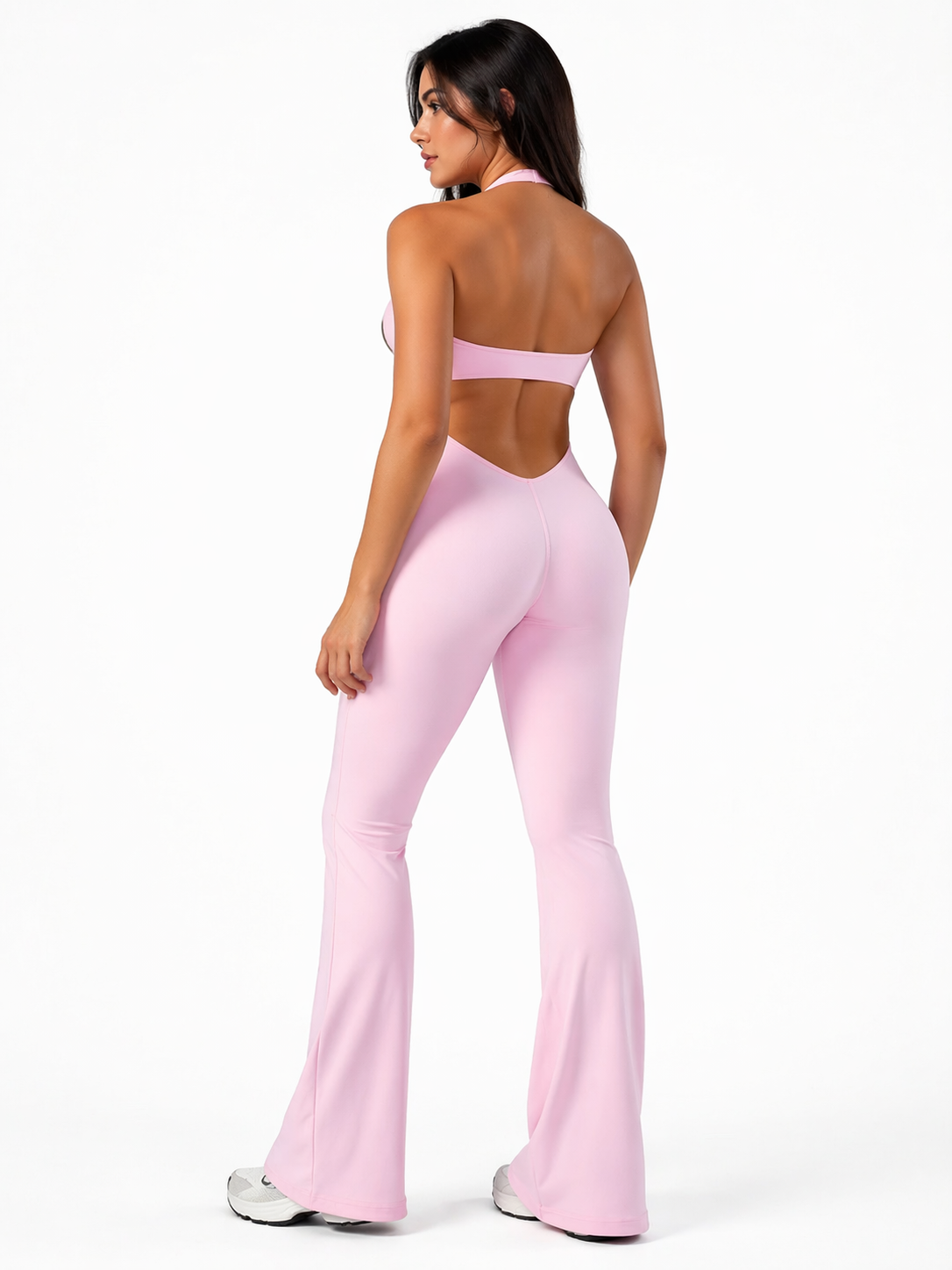 Princess Flared Holter Jumpsuit Rosa Claro