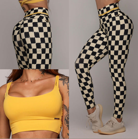 High Speed Legging Brasileño Scrunch & Crop Top Amarilla