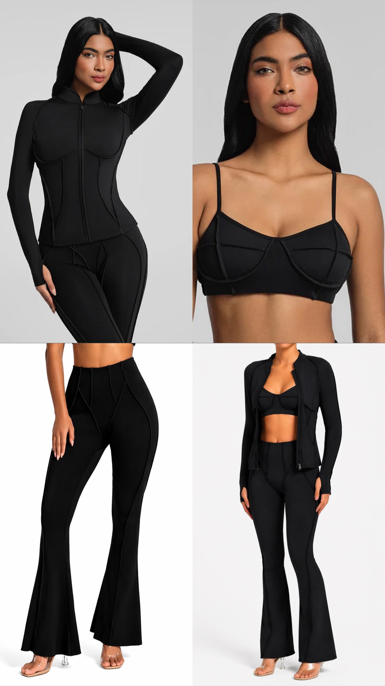 Trending Moto Mami 3 PC Legging, Top & Jacket Negro