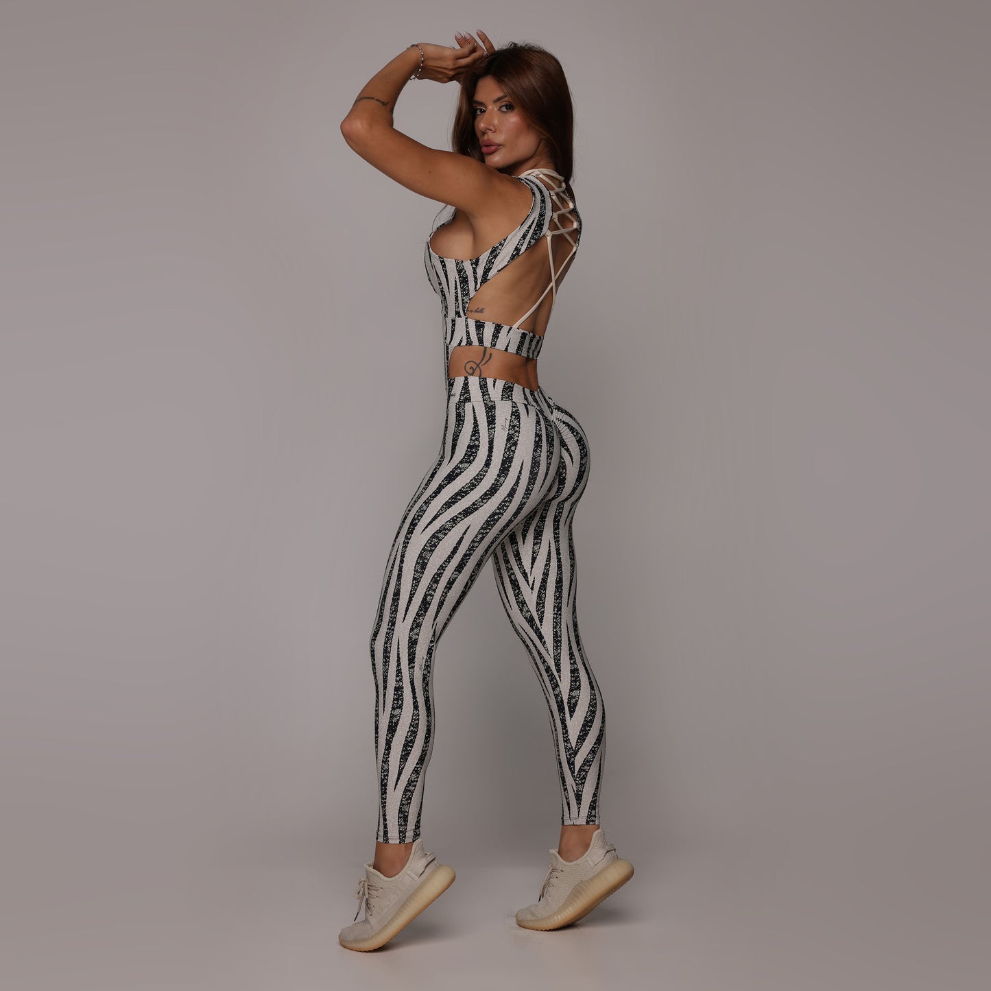 Monochrome Zebra Enterizo Brasileño Scrunch