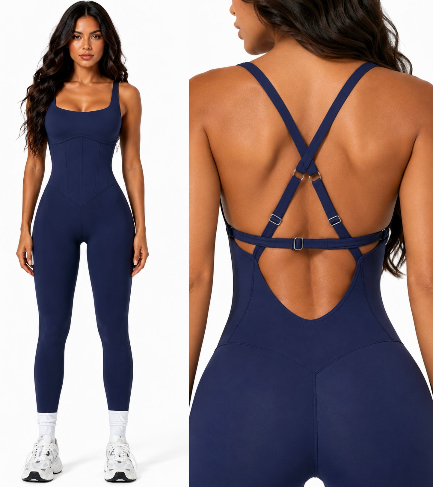 Charlotte Enterizo Azul Marino con Tiras Ajustables