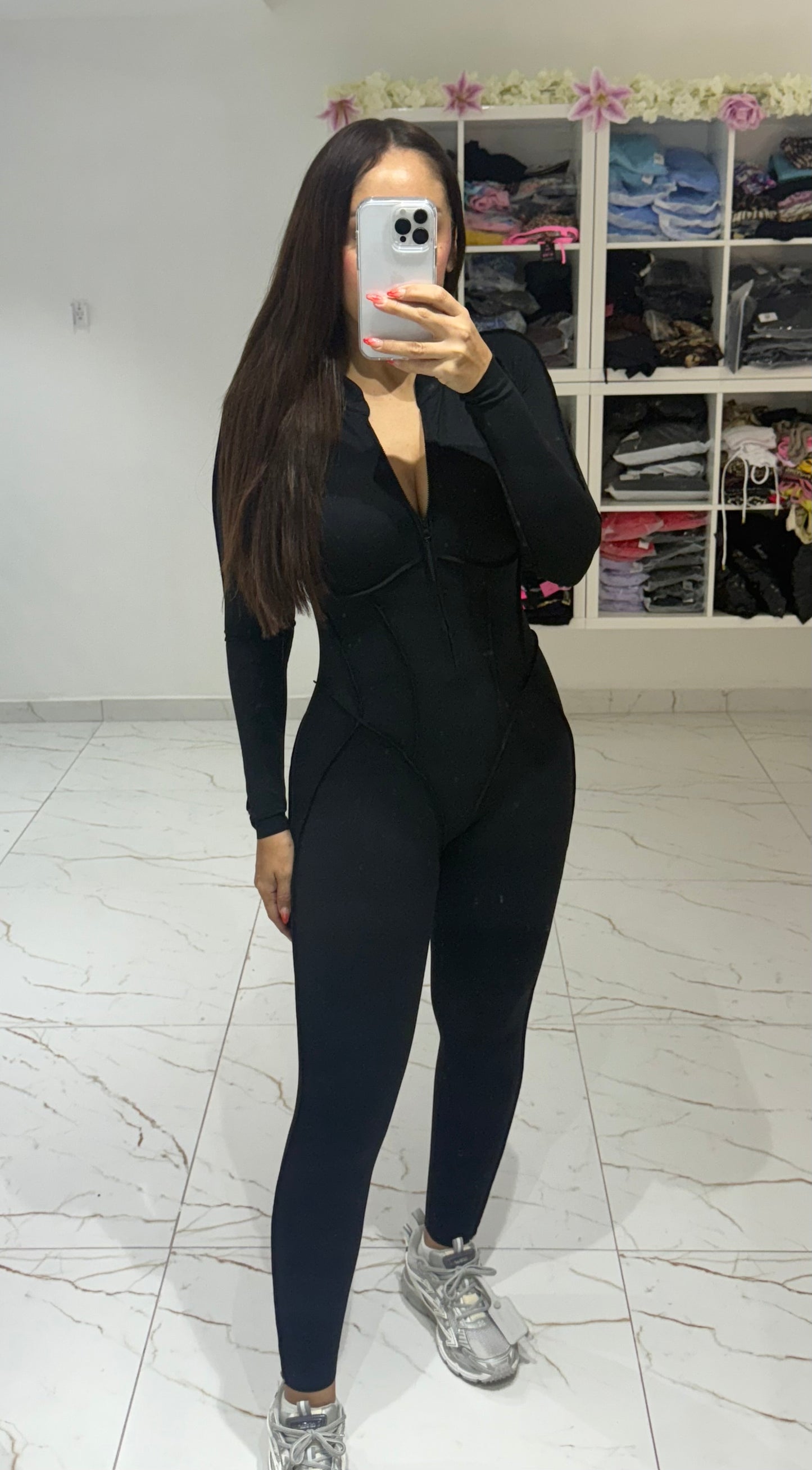 Moto Mami Enterizo Negro Manga Larga