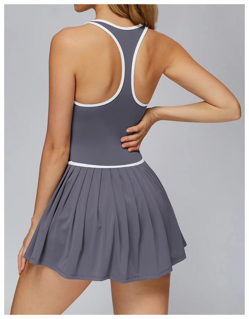 Pickleball Traje con Pantalón Gris y Blanco