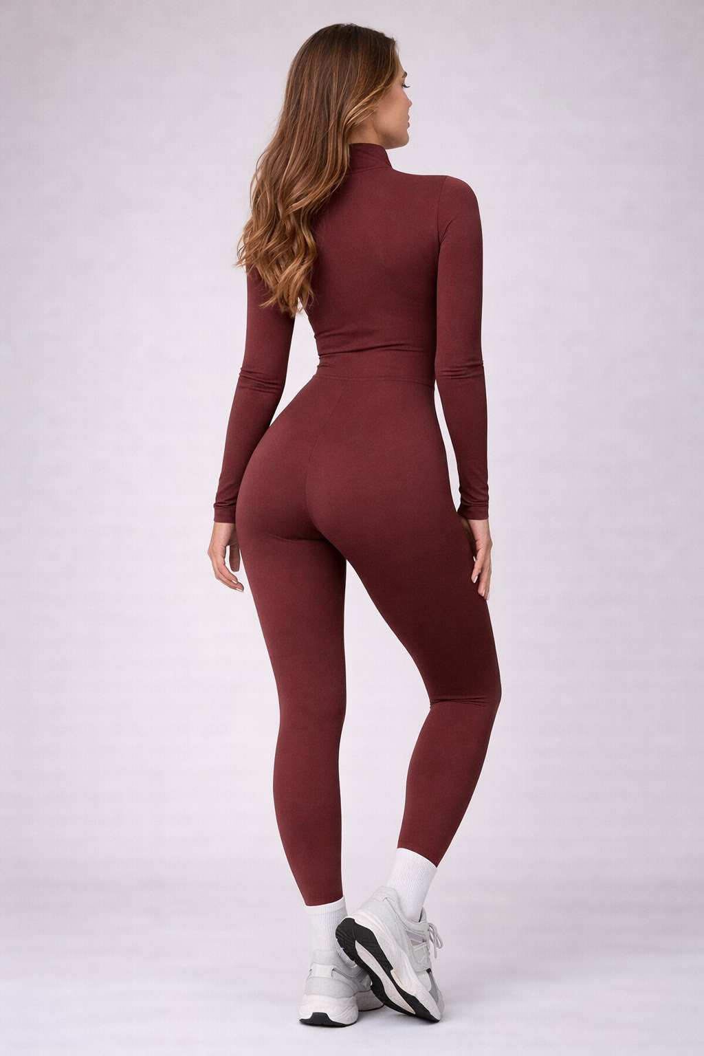 Seam Sculpt Enterizo Brick Red Manga Larga con Zipper