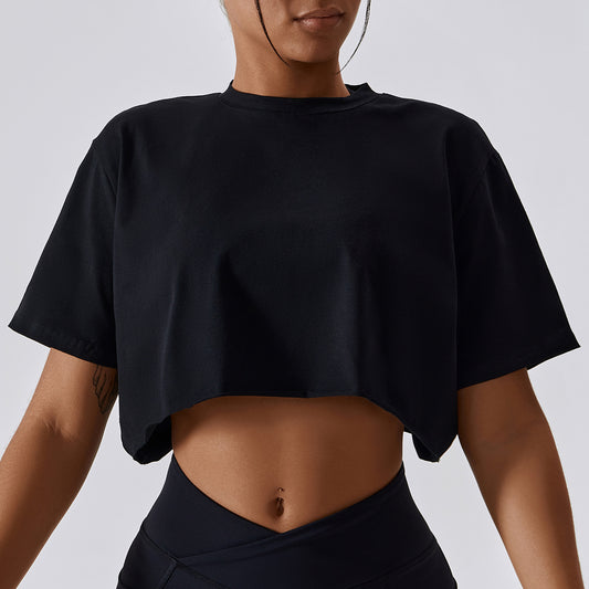 Basic Short Sleeve Black Crop