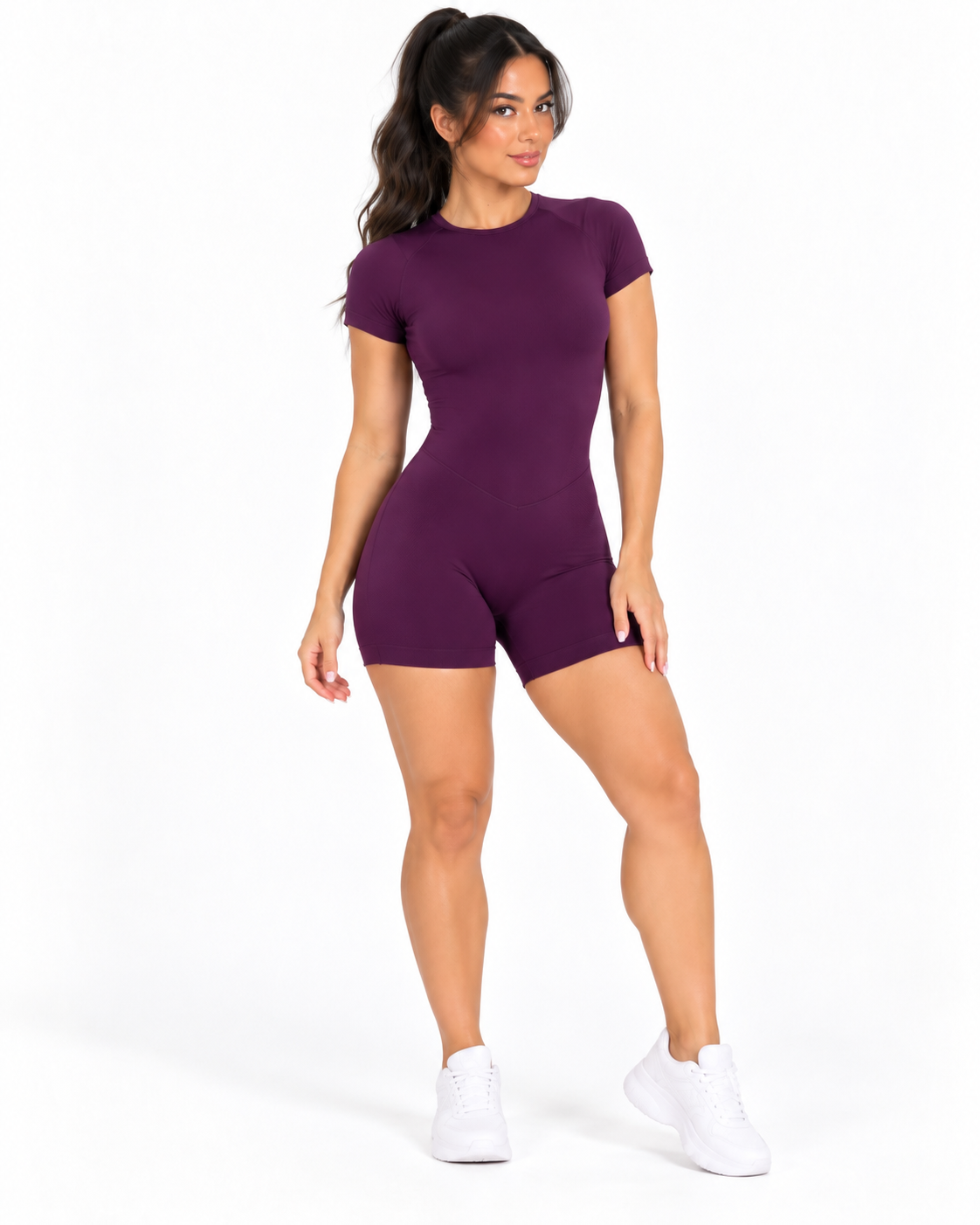 Viral Romper Manga Corta Plum