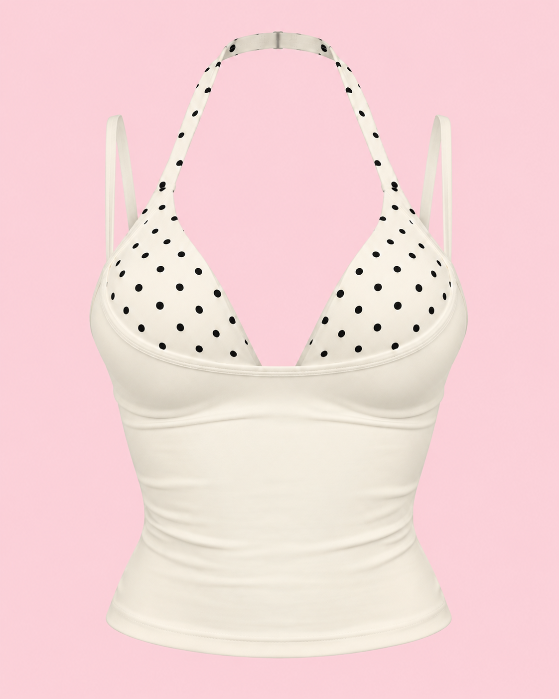 Polka Dots White Halter Tank Top