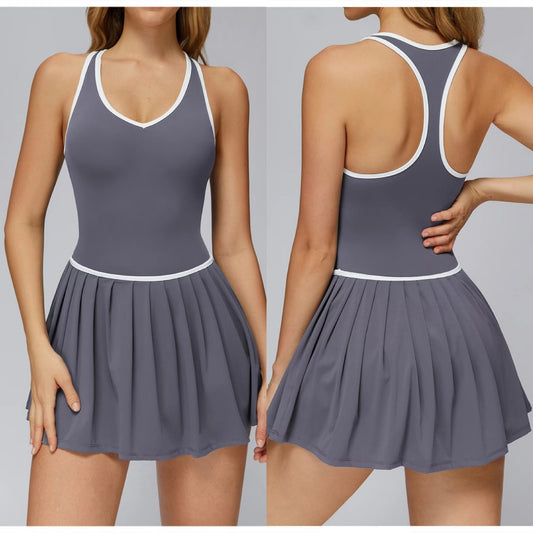 Pickleball Traje con Pantalón Gris y Blanco