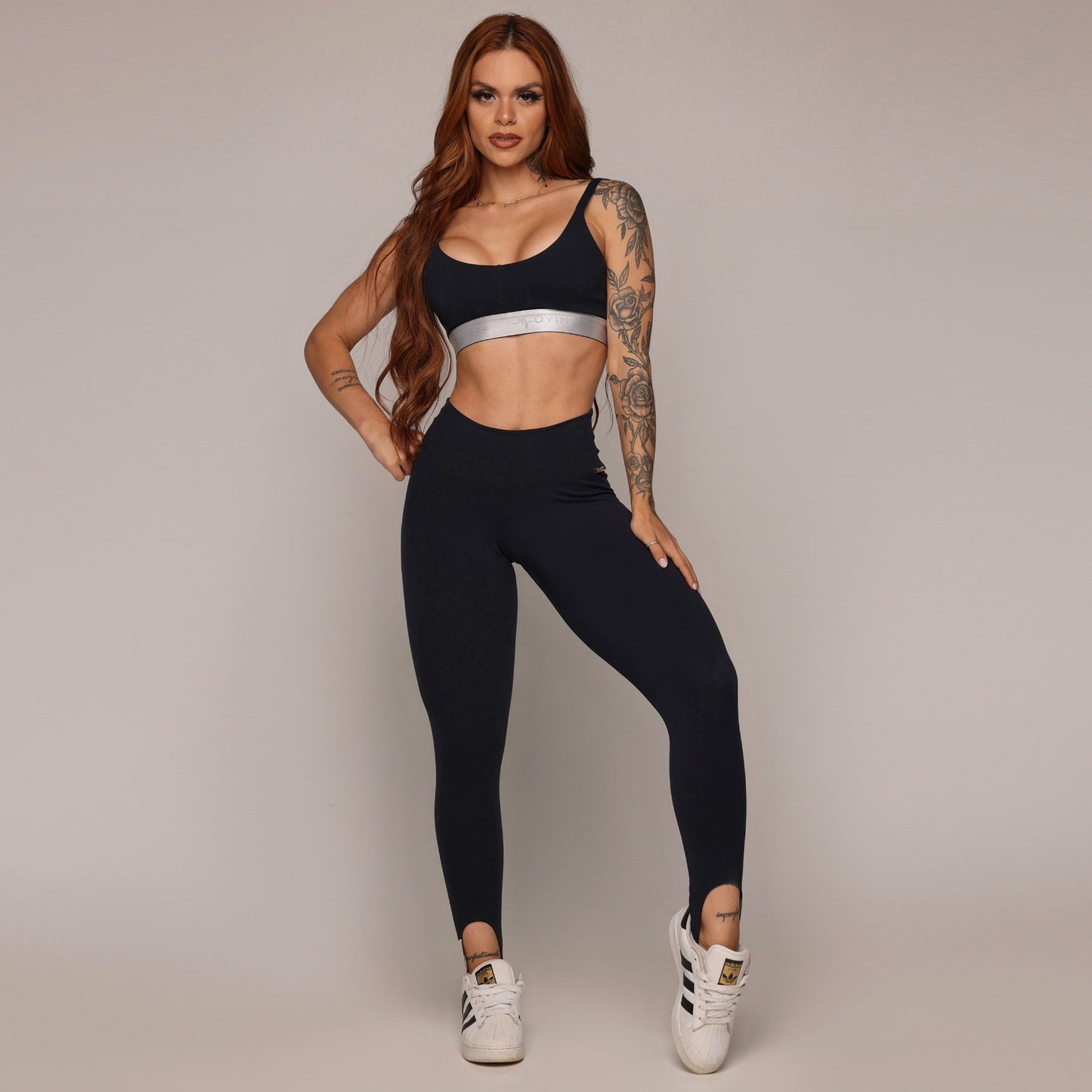 Jacquard Legging Brasileño Negro & Crop Top