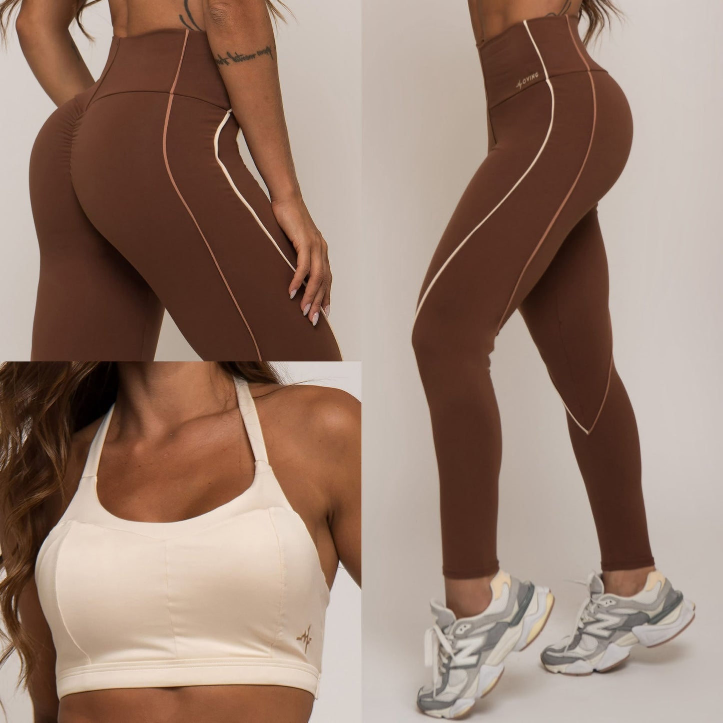 Legging de Compresión Brasileño Mocha Scrunch (5 Estrellas) & Crop Top