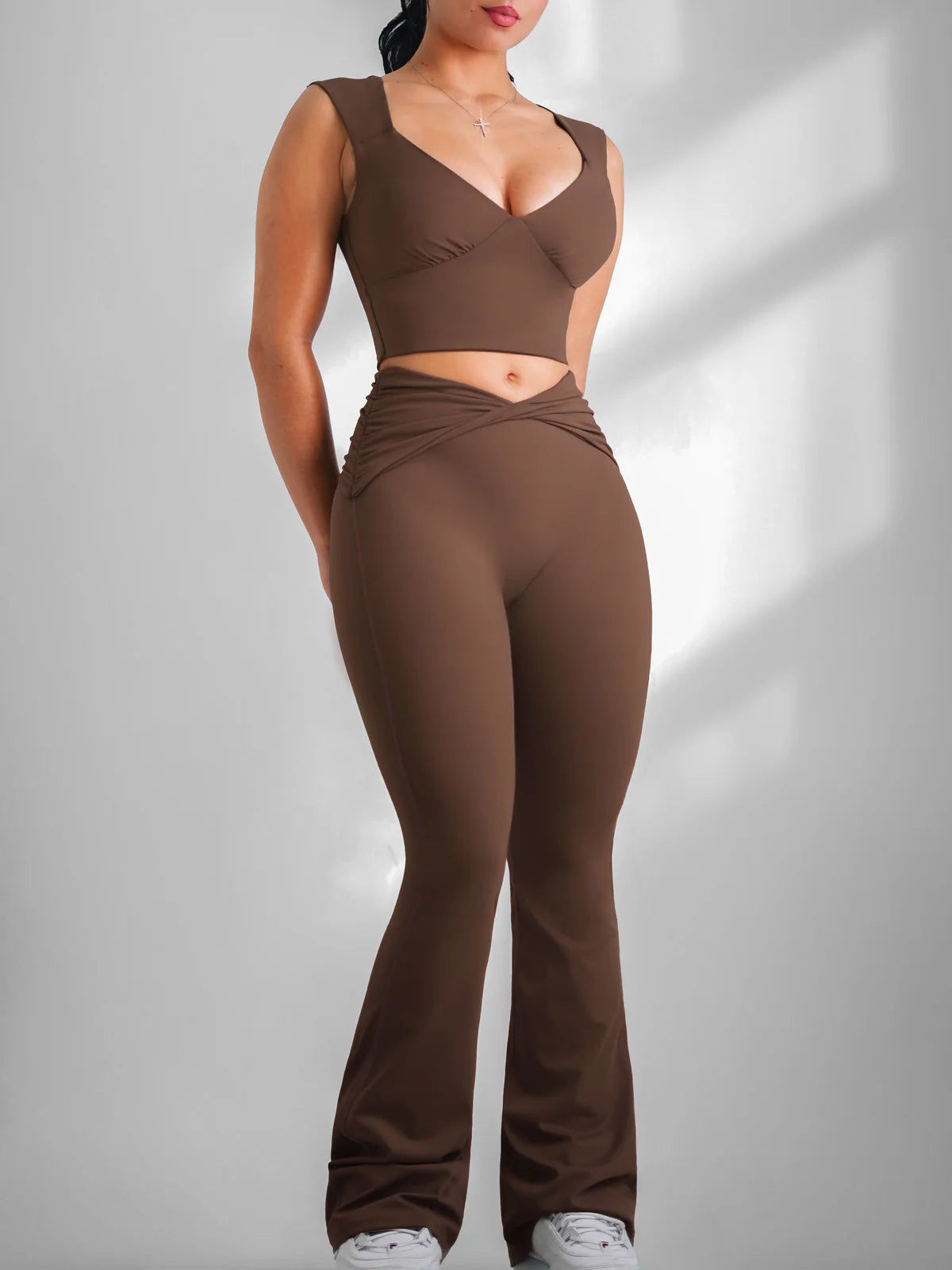 Milk Chocolate Flare Legging & Crop Top