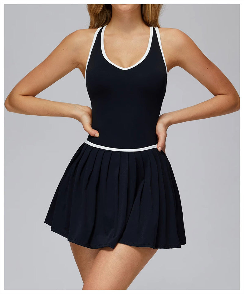 Pickleball Traje con Pantalón Negro y Blanco