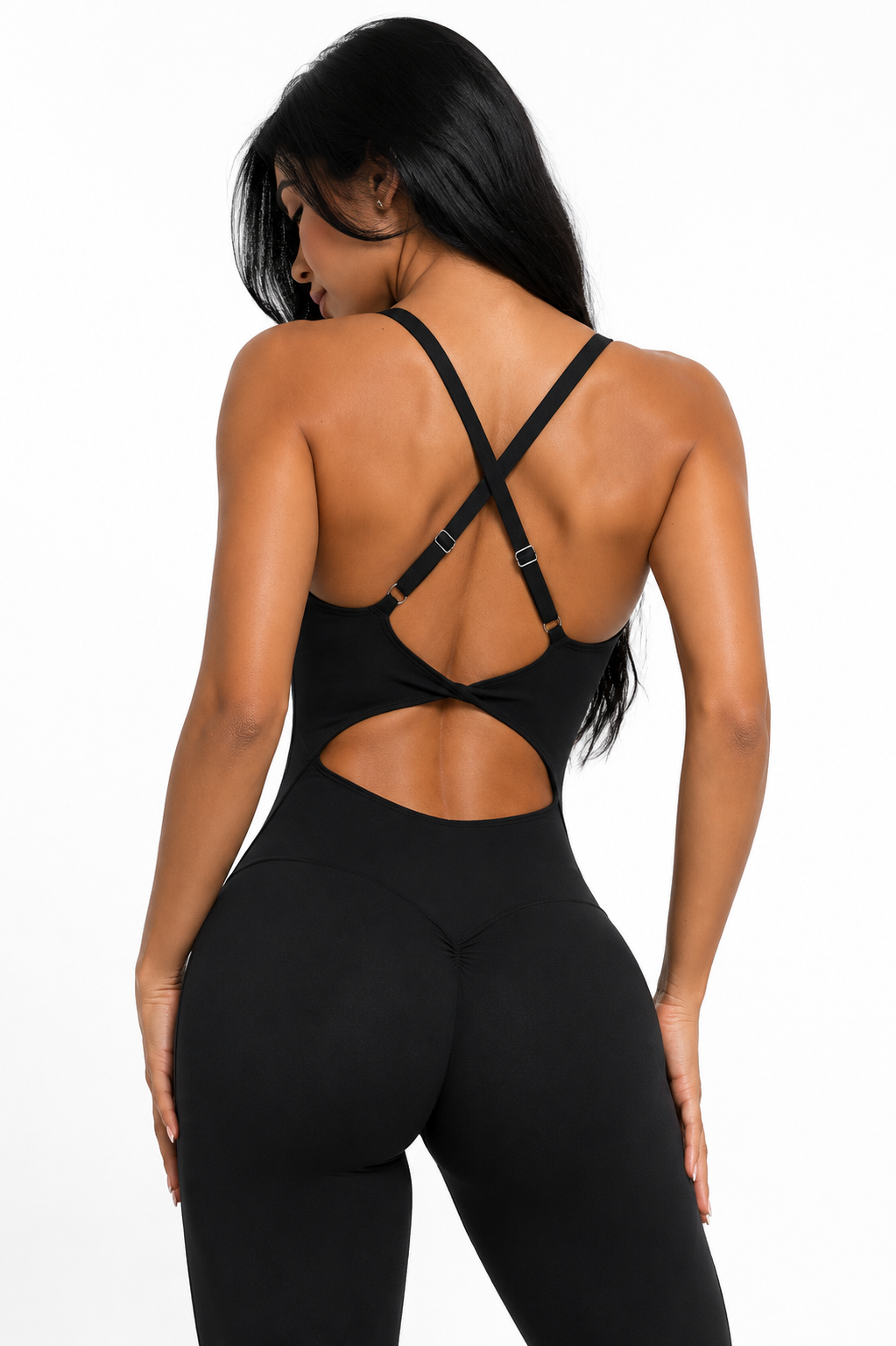 Elevate Enterizo Negro con Tiras Ajustables