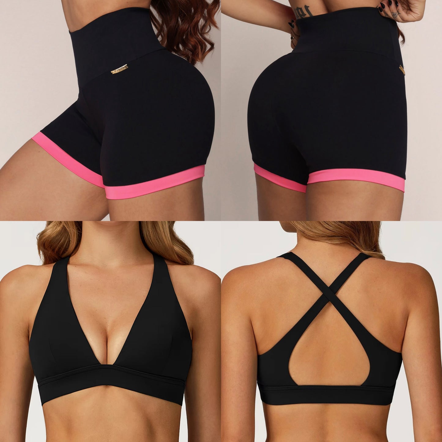 Black & Pink Mini Short Brasileño & Top
