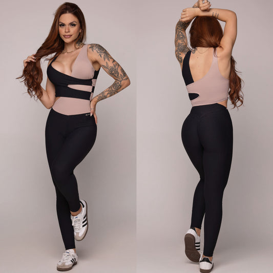 Black & Beige Enterizo Brasileño Scrunch