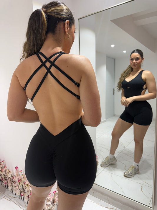 Latina Fit Romper Scrunch Negro