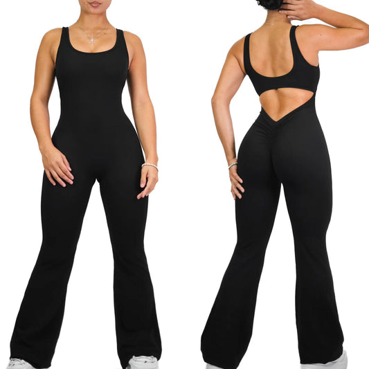 Viral V Flared Jumpsuit Negro