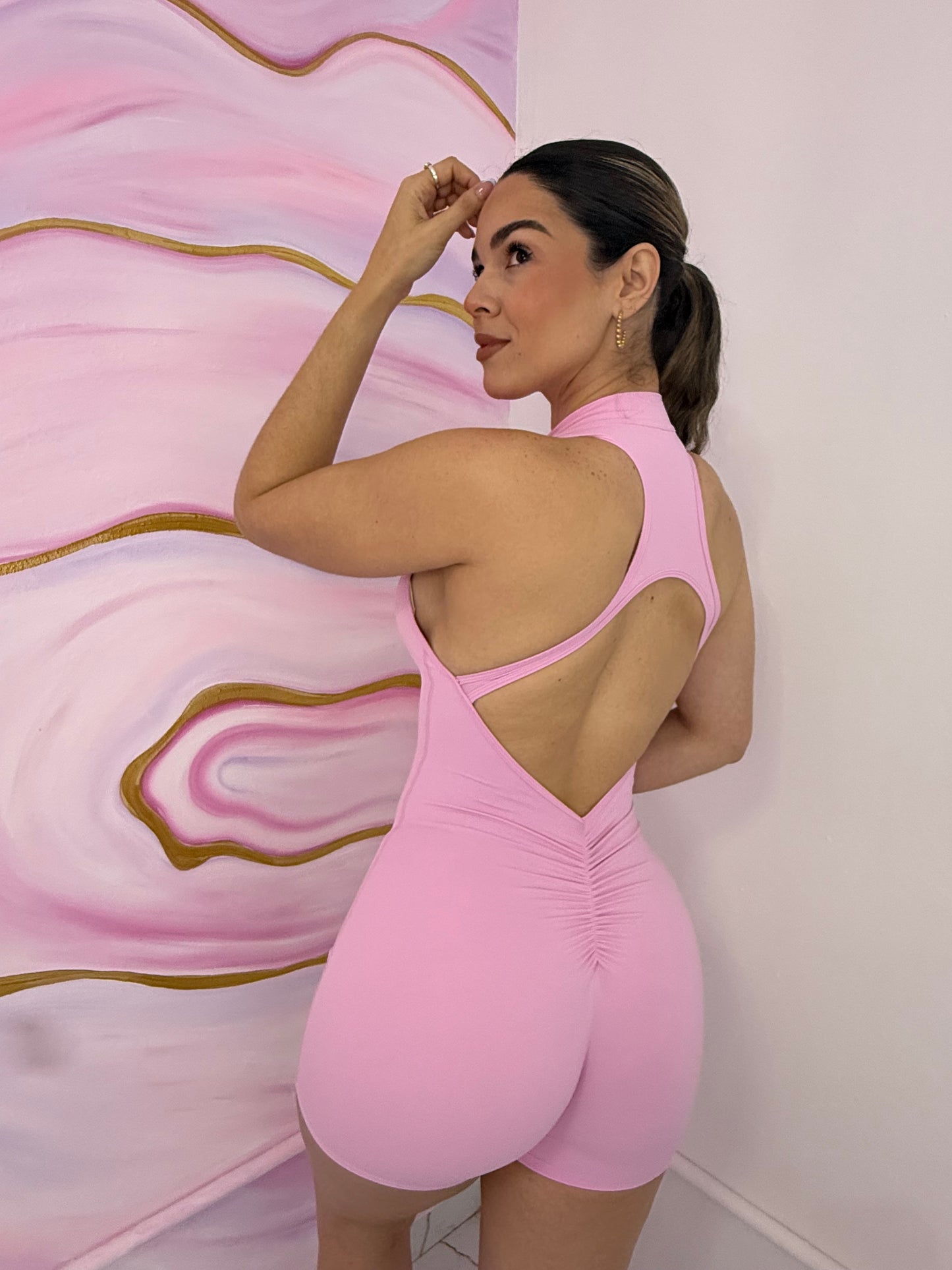 Yas Queen Romper Scrunch Baby Pink