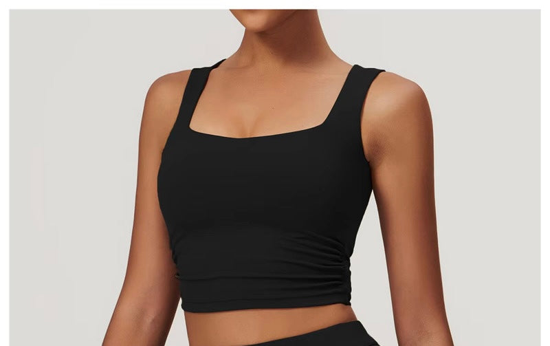 Legging de Compresión Gris Brasileño Scrunch (5 Estrellas) & Crop Top Negro