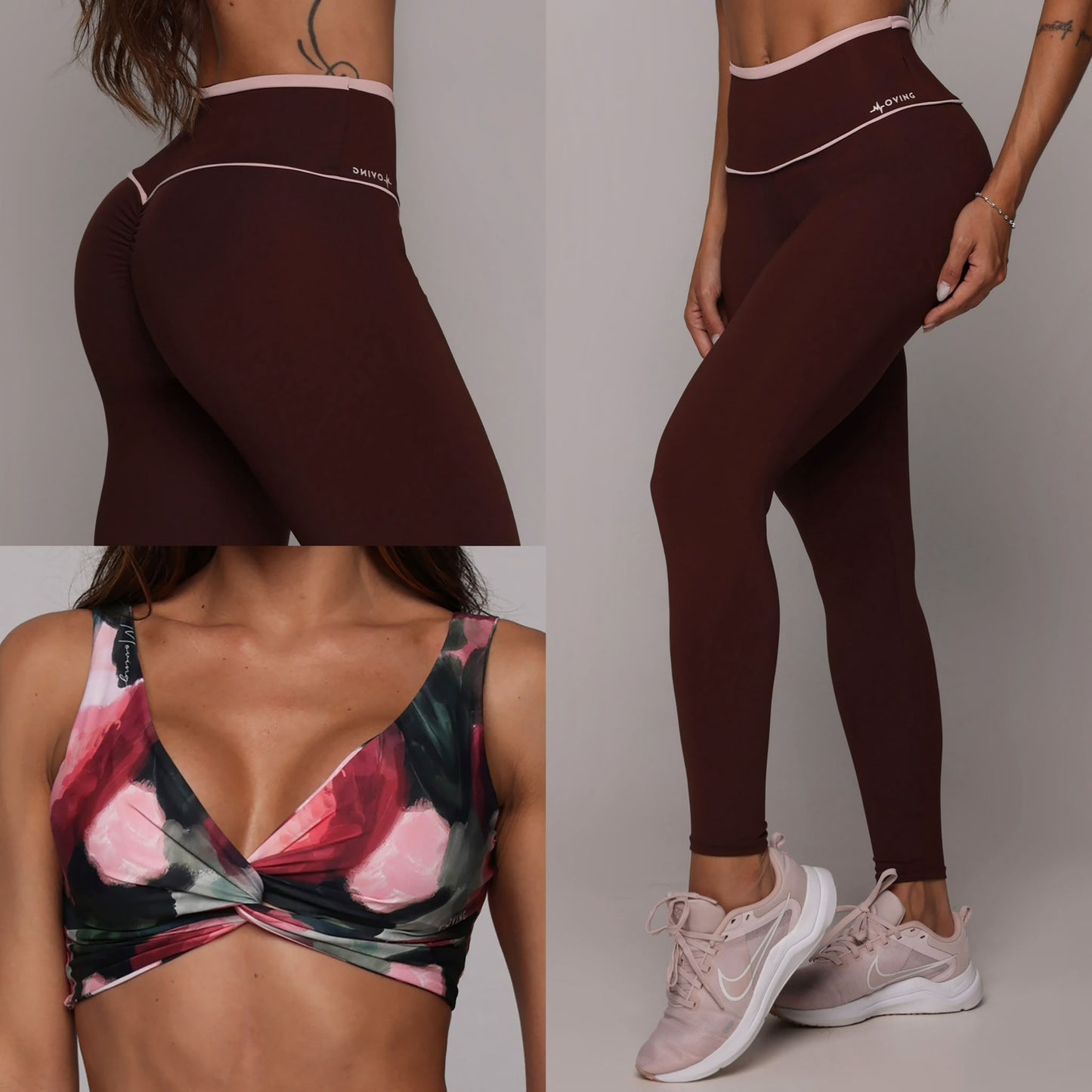 Legging de Compresión Brasileño Burgundy Scrunch (5 Estrellas) & Crop Top