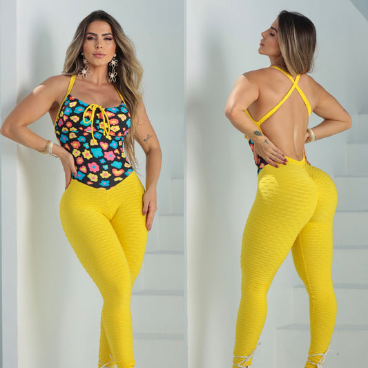 Flower Garden Enterizo Brasileño Scrunch Amarillo