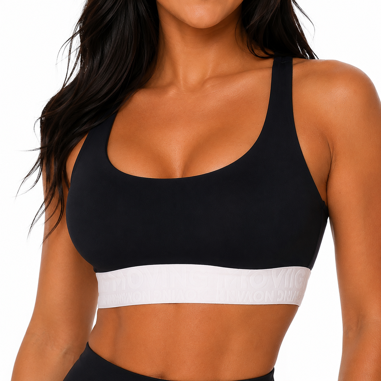Legging de Compresión Brasileño Negro (5 Estrellas) & Crop Top Negro & Blanco