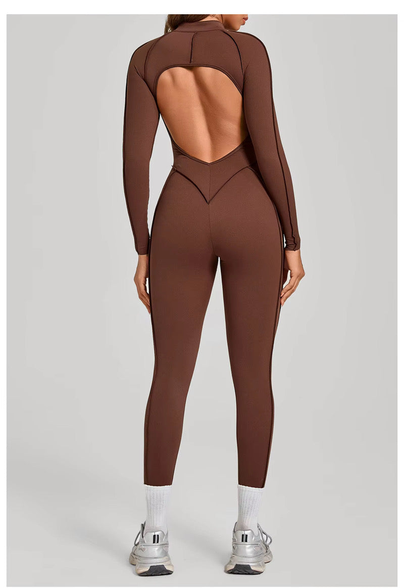 Moto Mami Enterizo Brown Manga Larga con Zipper