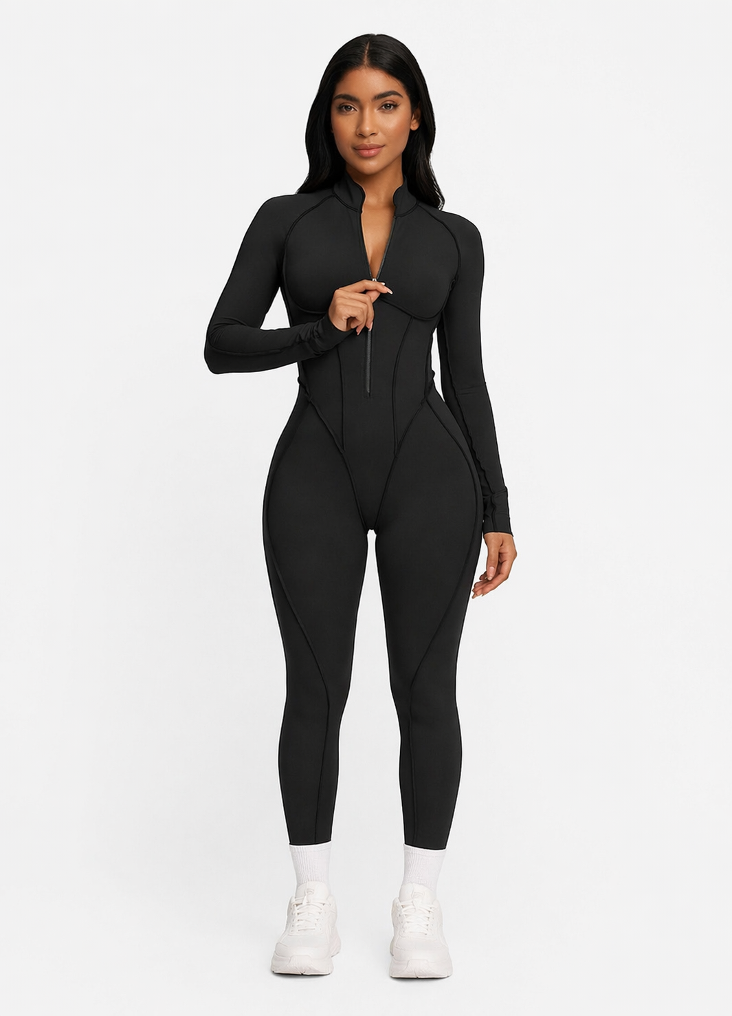 Moto Mami Enterizo Manga Larga Negro con Zipper