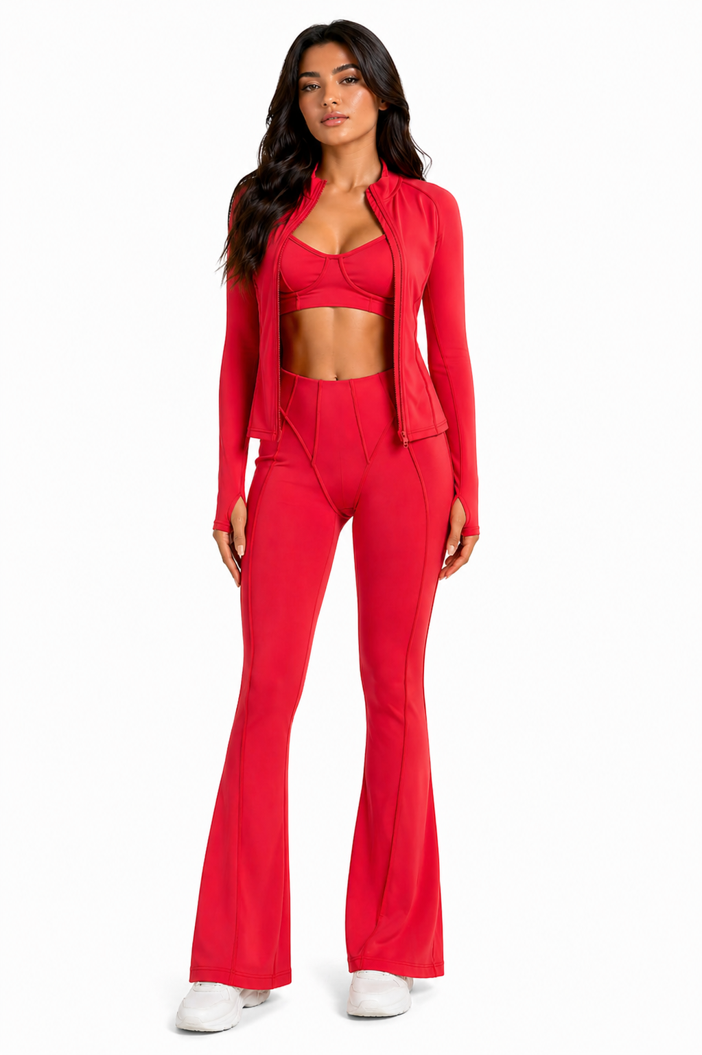 Trending Moto Mami 3 PC Legging, Top & Jacket Rojo