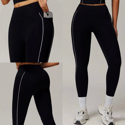 Yoga Contour Legging Negro y Blanco con Bolsillos