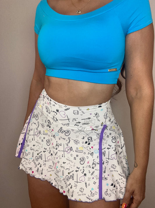 Back to School Falda con Pantalón & Crop Top Azul Aqua