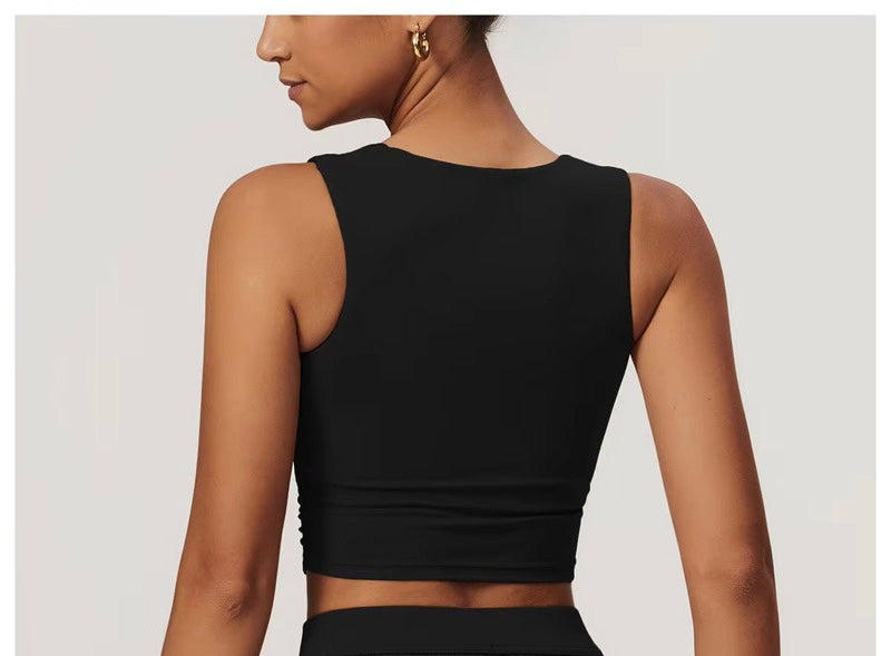 Legging de Compresión Gris Brasileño Scrunch (5 Estrellas) & Crop Top Negro