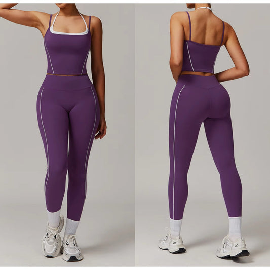Yoga Contour Purple & White Legging & Top